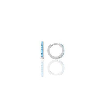Gümüş Rodyumlu Turkuaz Taşlı 11 mm Halka Küpe Tragus Piercing Helix Kıkırdak Küpesi