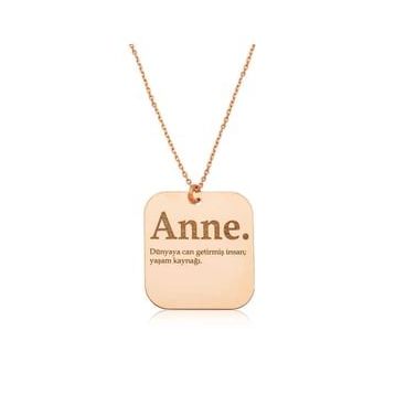 ​Gümüş Rose Anne Yazılı Plaka Bayan Kolye