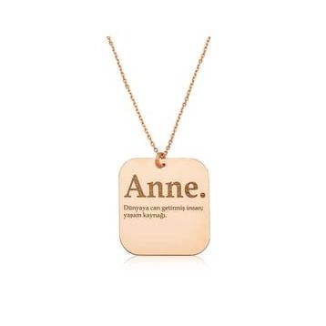 ​Gümüş Rose Anne Yazılı Plaka Bayan Kolye