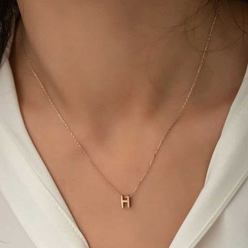 Gumush 3 Boyutlu H Harf Gümüş Kadın Kolye