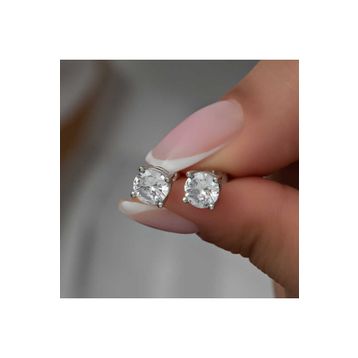 Gumush ​4 mm Beyaz Zirkon Tek Taş Kadın Gümüş Küpe