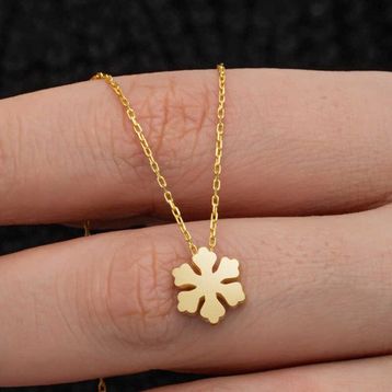 Gumush 925 Ayar ​Gümüş Gold Kar Tanesi Kadın Kolye
