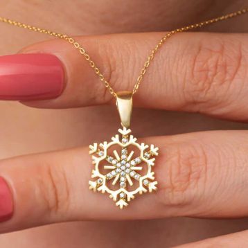 Gumush 925 Ayar ​Gümüş Gold Kar Tanesi Kadın Kolye