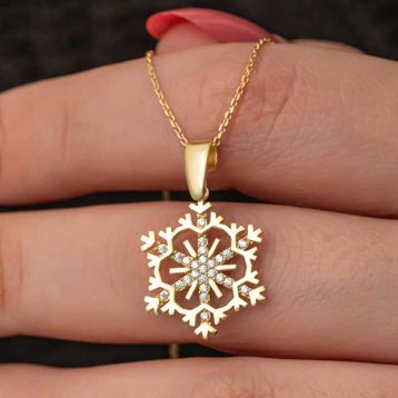 Gumush 925 Ayar ​Gümüş Gold Kar Tanesi Kadın Kolye
