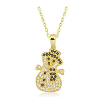 Gumush 925 Ayar Gümüş Gold Kardan Adam Kadın Kolye