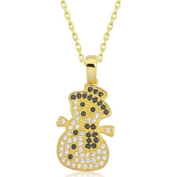 Gumush 925 Ayar Gümüş Gold Kardan Adam Kadın Kolye