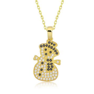 Gumush 925 Ayar Gümüş Gold Kardan Adam Kadın Kolye