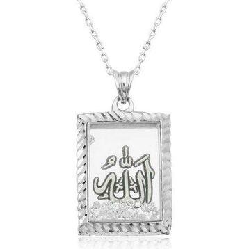 Gumush Allah Yazılı Kadın Gümüş Kolye