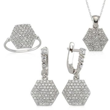 Gumush Altıgen Kadın Gümüş Set