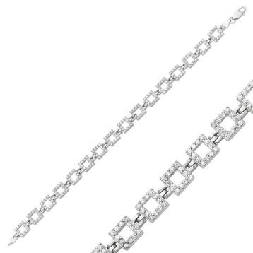 Gumush BR0460258 Kare Taşlı Gümüş Kadın Bileklik
