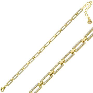 Gumush BR0460258 Kare Taşlı Gümüş Kadın Bileklik