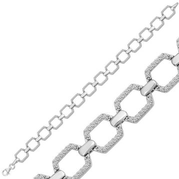 Gumush BR0460258 Kare Taşlı Gümüş Kadın Bileklik