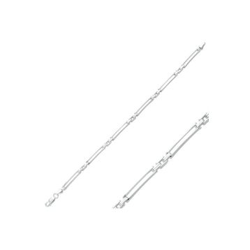 Gumush BR0460341 İnce Çift Çizgili Gümüş Erkek Bileklik