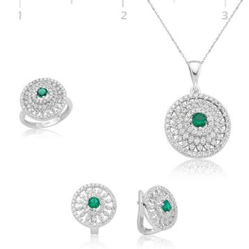Gumush Çiçek Desenli Kadın Gümüş Set