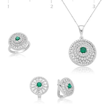 Gumush Çiçek Desenli Kadın Gümüş Set