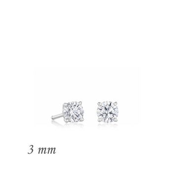 Gumush EA1160218 3 mm Gümüş Yuvarlak Tek Taş Zirkon Küpe