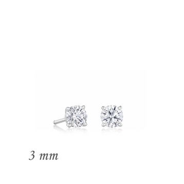 Gumush EA1160218 3 mm Gümüş Yuvarlak Tek Taş Zirkon Küpe