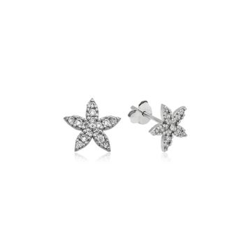 Gumush EA1160225 Gümüş Çiçek Çivili Küpe