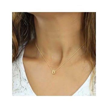 Gumush Gold 3 Boyutlu B Harf Bayan Gümüş Kolye
