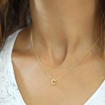 Gumush Gold 3 Boyutlu C Harf Bayan Gümüş Kolye