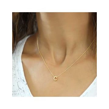 Gumush Gold 3 Boyutlu C Harf Bayan Gümüş Kolye
