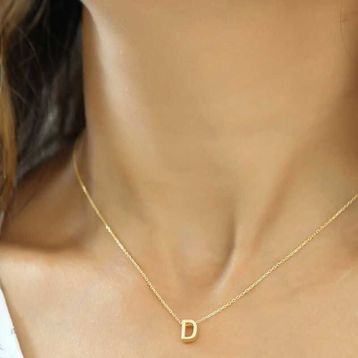 Gumush Gold 3 Boyutlu D Harf Bayan Gümüş Kolye