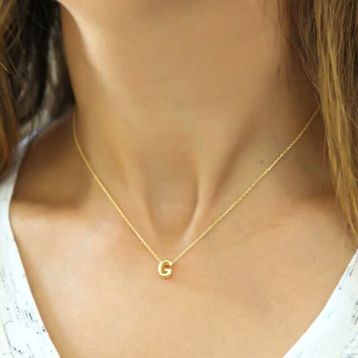 Gumush Gold 3 Boyutlu G Harf Bayan Gümüş Kolye