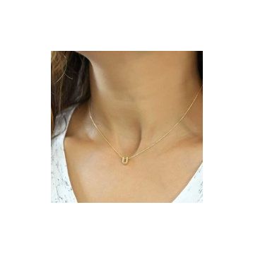 Gumush Gold 3 Boyutlu U Harf Bayan Gümüş Kolye