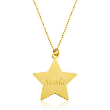 Gumush Gold Kişiye Özel İsimli Yıldız Gümüş Kolye