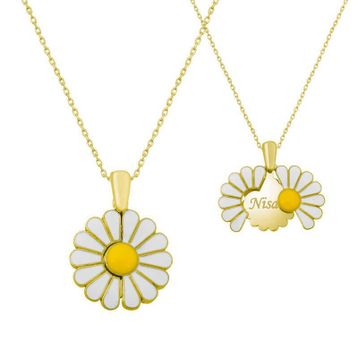 Gumush Gold Kişiye Özel Papatya Gümüş Kolye