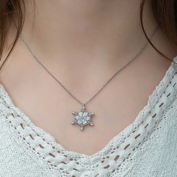 Gumush ​Kar Çiçeği Bayan Gümüş Kolye