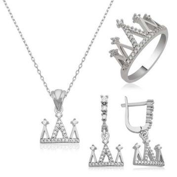 Gumush Kraliçe Tacı Kadın Gümüş Set