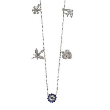 Gumush Nazarlı Şans Gümüş Kolyesi
