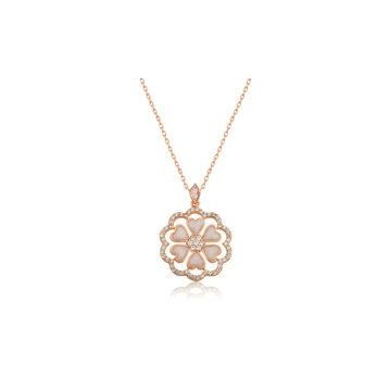 Gumush Rose Kalp Çiçek Bayan Gümüş Kolye