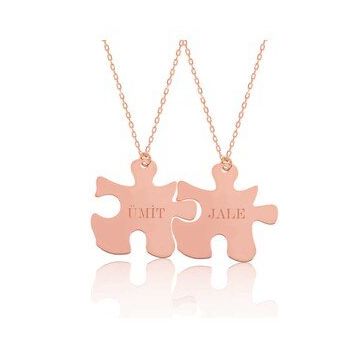 Gumush Rose Kişiye Özel Puzzle İsimli Gümüş Kolye