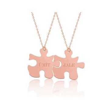 Gumush Rose Kişiye Özel Puzzle İsimli Gümüş Kolye