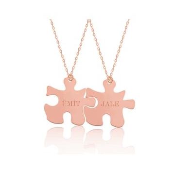 Gumush Rose Kişiye Özel Puzzle İsimli Gümüş Kolye