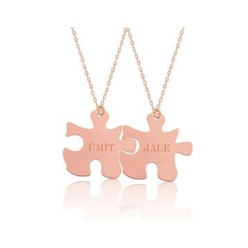 Gumush Rose Kişiye Özel Puzzle İsimli Gümüş Kolye