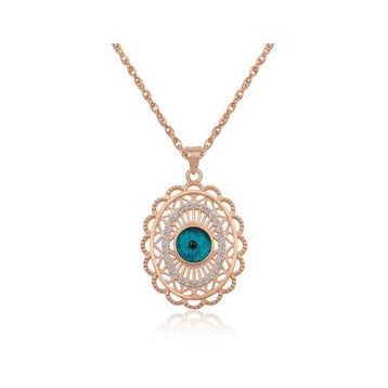 Gumush ​Rose Oval Nazar Bayan Gümüş Kolye