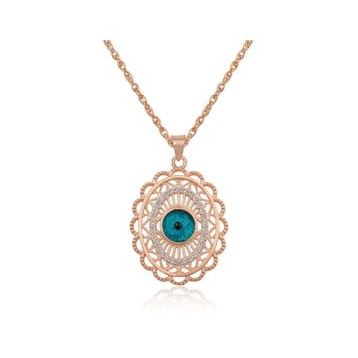 Gumush ​Rose Oval Nazar Bayan Gümüş Kolye