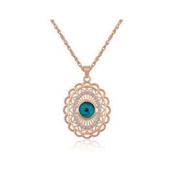 Gumush ​Rose Oval Nazar Bayan Gümüş Kolye