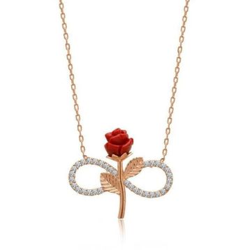 Gumush Rose Sonsuz Gül Bayan Gümüş Kolye