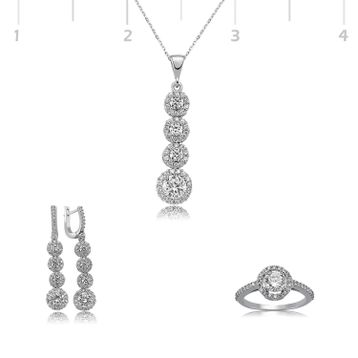 Gumush Sıralı Dört Taş Kadın Gümüş Set