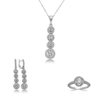 Gumush Sıralı Dört Taş Kadın Gümüş Set
