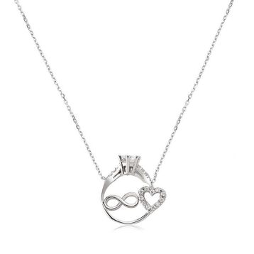Gumush Sonsuzluk Kalpli Tek Taş Kadın Kolye