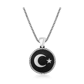 Gumush T4440 Gümüş Ay Yıldız Erkek Kolye