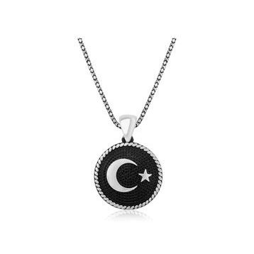 Gumush T4440 Gümüş Ay Yıldız Erkek Kolye
