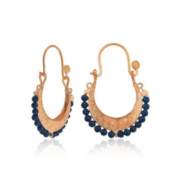 Gumush T4594 Lacivert Taşlı Bohem Gümüş Küpe