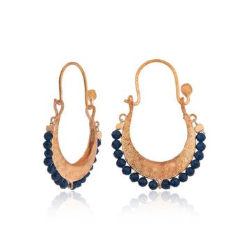 Gumush T4594 Lacivert Taşlı Bohem Gümüş Küpe