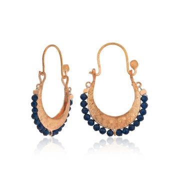 Gumush T4594 Lacivert Taşlı Bohem Gümüş Küpe